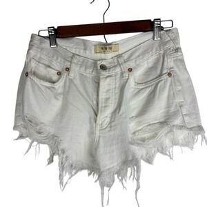 We‎ the Free Size 26 Free People White Cut Off Distressed Button Fly Shorts